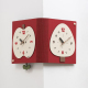 Horloge Murale D’Angle Double Face Pour Salon Et Couloir Grande Rouge Sans Perçage À Quartz Silencieux