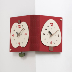 Horloge Murale D’Angle Double Face Pour Salon Et Couloir Grande Rouge Sans Perçage À Quartz Silencieux - www.yonis-shop.com