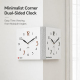 Horloge Murale D’Angle Double Face Grande Finition Bois Brun Pour Salon Quartz Silencieux Deux Fuseaux Horaires - www.yonis-s...