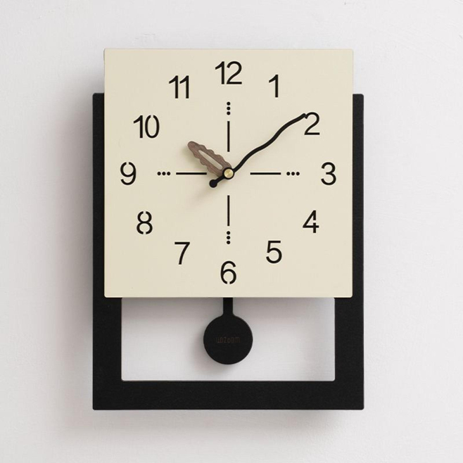 Horloge Murale Minimaliste Blanc Crème À Double Couche Cadre Noir Ajouré Installation Sans Vis 40 X 30 Cm - www.yonis-shop.com