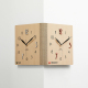 Horloge Murale D’Angle Double Face Pour Salon Aspect Bois Marron Avec Joint Flexible Et Mouvement Quartz Silencieux
