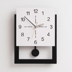Horloge Murale Décorative Design Minimaliste Double Cadre Noir Et Blanc Kit De Fixation Sans Vis 40 X 30 Cm