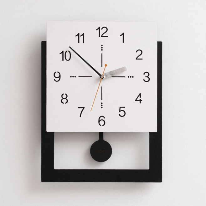 Horloge Murale Décorative Design Minimaliste Double Cadre Noir Et Blanc Kit De Fixation Sans Vis 40 X 30 Cm - www.yonis-shop.com
