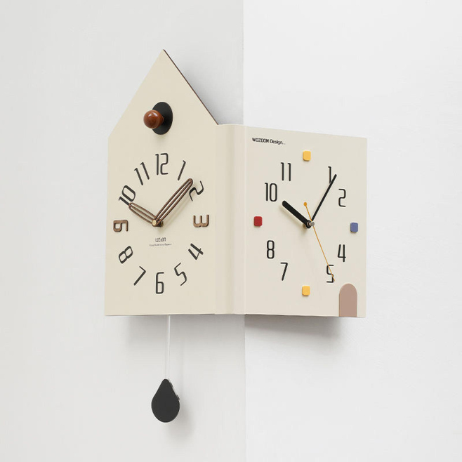 Horloge Murale D’Angle À 90° Double Face Silencieuse Avec Deux Cadrans Indépendants Et Pendule Décoratif - www.yonis-shop.com