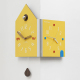 Horloge Murale D’Angle À Double Cadran Grande Jaune Pour Deux Fuseaux Horaires Quartz Silencieux Avec Pendule