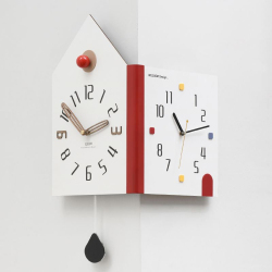 Horloge Murale D’Angle Double Face Silencieuse À Deux Cadrans Indépendants Pour Deux Fuseaux Horaires
