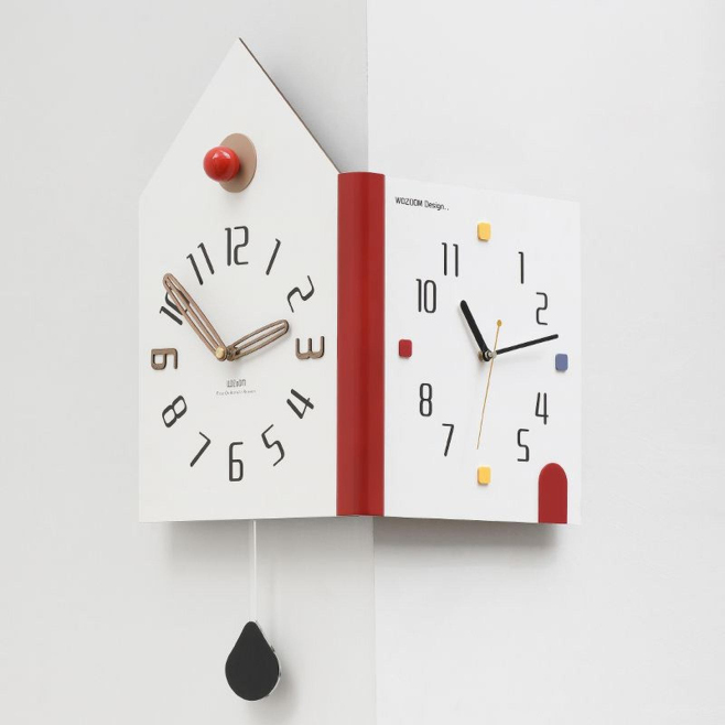 Horloge Murale D’Angle Double Face Silencieuse À Deux Cadrans Indépendants Pour Deux Fuseaux Horaires - www.yonis-shop.com