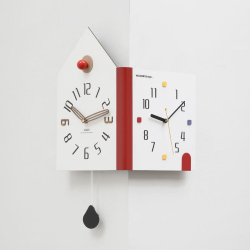Horloge Murale D’Angle Double Face Silencieuse À Quartz Pour Coin De Pièce 2 Cadrans Pendule En Bois 53 x 26 cm