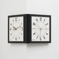 Horloge Murale D’Angle Double Face Pour Salon Quartz Silencieux Installation Sans Perçage Style Bois Rétro