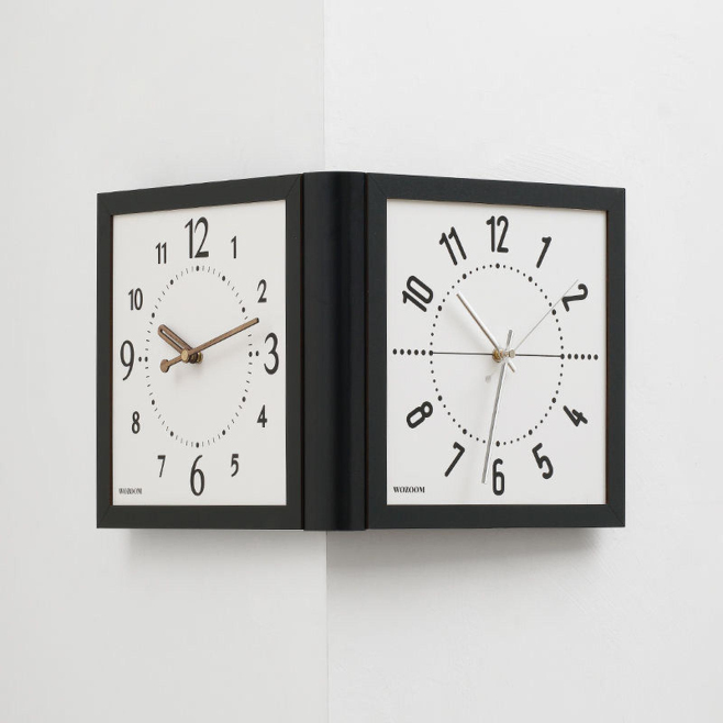 Horloge Murale D’Angle Double Face Pour Salon Quartz Silencieux Installation Sans Perçage Style Bois Rétro - www.yonis-shop.com