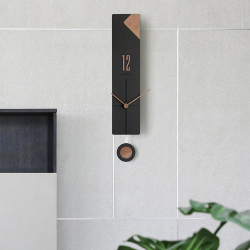 Horloge Murale Moderne Silencieuse Pour Salon Design Asymétrique Finition Mate Chiffres Effet Noyer