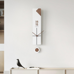 Horloge Murale Moderne Grande Silencieuse Pour Salon Design Minimaliste Asymétrique Chiffres Effet Noyer