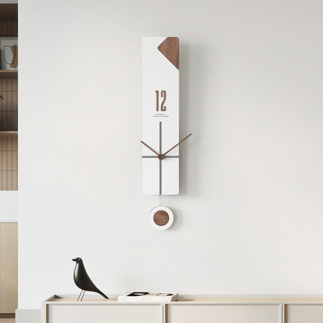 Horloge Murale Moderne Grande Silencieuse Pour Salon Design Minimaliste Asymétrique Chiffres Effet Noyer - www.yonis-shop.com