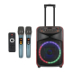 Enceinte Karaoké Portable Bluetooth 80 W Avec 2 Micros UHF Éclairage RGB Et Batterie 6 À 12 H Sur Roulettes - www.yonis-shop.com