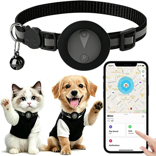 Collier Traceur Pour Chat Compatible Apple Localiser Sans Abonnement Réfléchissant Avec Fermoir À Ouverture Rapide IP67 - www...