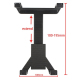 Pince noire extensible pour support tablette de voiture vue de face avec dimensions indiqu&eacute;es - Yonis Y-hsvi3d