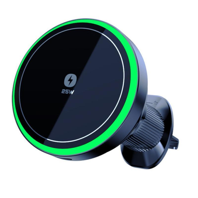 Support De Téléphone Voiture Magnétique Avec Chargeur Sans Fil 25 W Refroidi Pour Grille D’Aération Éclairage RGB Protection ...