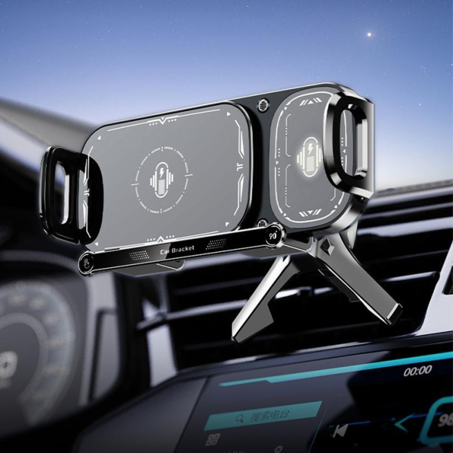 Chargeur Sans Fil Pour Voiture Avec Support Rotatif 360° 15 W Compatible Téléphones Pliables Pour Grilles D’Aération - www.yo...