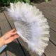 Éventail À Main À Plumes Vintage Pour Mariage Et Cosplay Blanc Avec Paillettes Dorées 14 Baleines 23 X 42 Cm