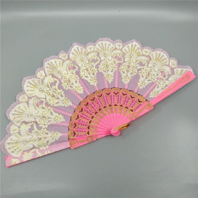 Éventail Pliant De Scène Pour Danse Spectacle Et Anime En Dentelle Rouge Rose 23 X 42 Cm 14 Armatures Plastique - www.yonis-s...