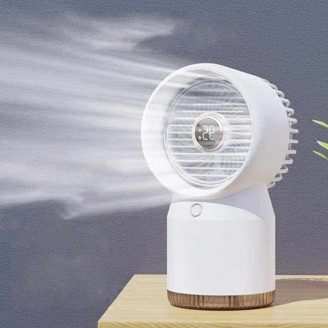 Ventilateur Brumisateur USB Pour Bureau Et Maison Silencieux Double Brumisation Nano 4 Vitesses Réservoir 390 Ml Affichage LE...