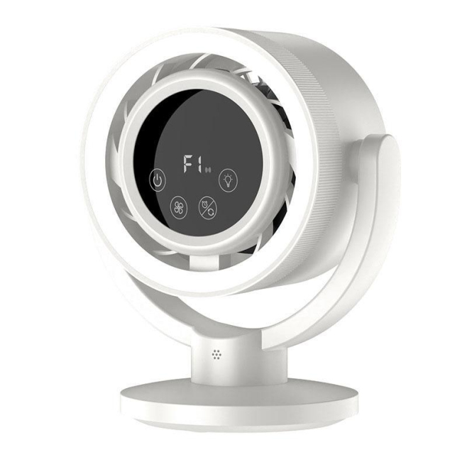 Ventilateur De Bureau Sans Pales Avec Commande Vocale Bluetooth Moteur Brushless Batterie 4000 mAh Éclairage Nocturne Oscilla...