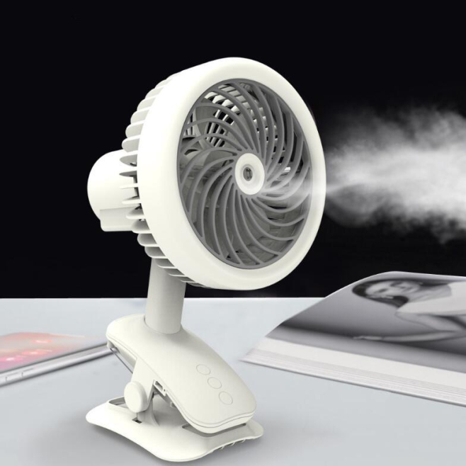 Ventilateur De Bureau USB À Pince Rechargeable Avec Brumisateur 3 Vitesses Et Tête Oscillante - www.yonis-shop.com