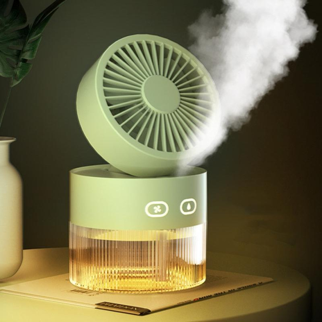 Mini Ventilateur De Bureau USB Avec Brumisation Réservoir 350 Ml Pliable Silencieux Et Veilleuse LED - www.yonis-shop.com