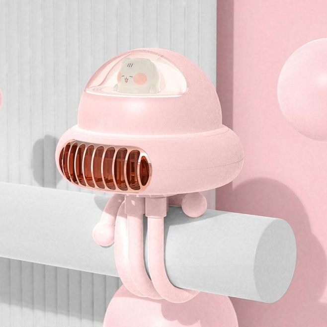 Ventilateur De Poussette Sans Pales Rose Silencieux 4 Vitesses Rechargeable USB Avec Veilleuse Et Tête Oscillante - www.yonis...