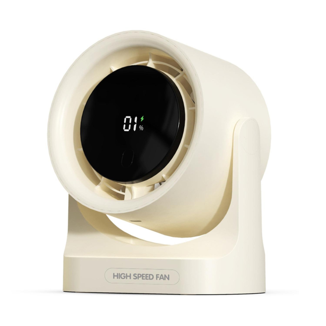 Ventilateur Turbine De Bureau Et Mural Rechargeable USB C Avec Écran LCD 100 Vitesses Et Orientation Réglable - www.yonis-sho...