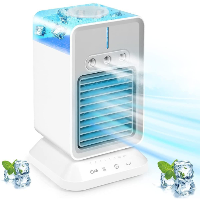 Ventilateur Brumisateur De Bureau USB Mini Avec Refroidissement Par Glace Réservoir 350ml 3 Vitesses Batterie 2600mAh - www.y...