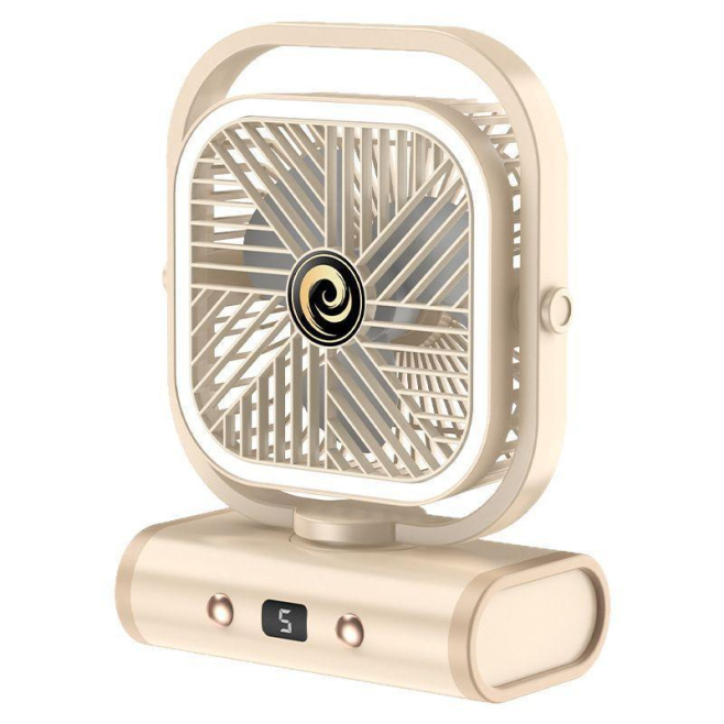 Ventilateur De Bureau Mural USB Silencieux Rechargeable 2400 mAh Avec Oscillation 5 Vitesses Et Affichage Numérique - www.yon...