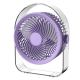 Ventilateur De Bureau Silencieux Avec Veilleuse 3 Niveaux Orientation 360° Grille De Sécurité Base Stable 5W Violet