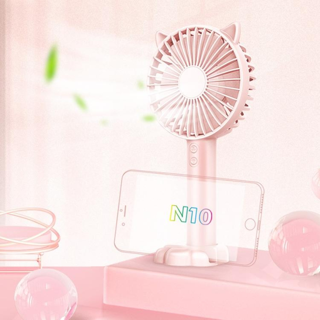Ventilateur De Bureau Portable Avec Support Smartphone Silencieux 3 Vitesses Recharge USB 1200 mAh - www.yonis-shop.com