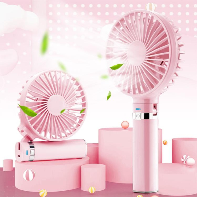 Ventilateur Portable Pliable À Main 3 Vitesses Veilleuse Batterie 1500 mAh Recharge USB Et Utilisation Sur Bureau - www.yonis...