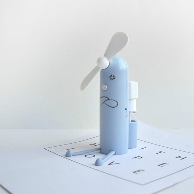 Mini Ventilateur Brumisateur Portable USB Avec Support Pour Téléphone Format Compact Beige ABS Silicone 120 g - www.yonis-sho...