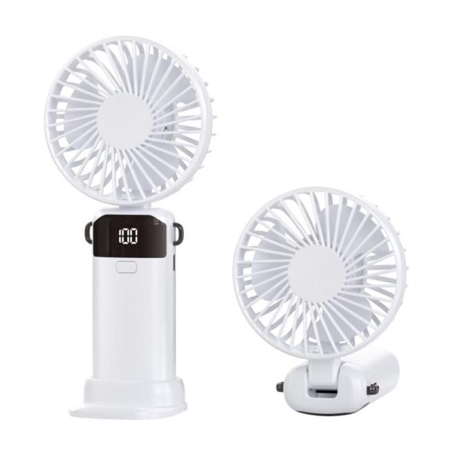 Ventilateur Portable Pliable À Main Avec Refroidissement En 3 Secondes Affichage LED 5 Vitesses Et Batterie 1200 mAh - www.yo...