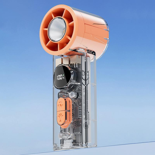 Ventilateur Portable À Main Rafraîchissant 100 Vitesses Moteur Sans Balais Silencieux Affichage LED Lampe Torche Batterie 180...