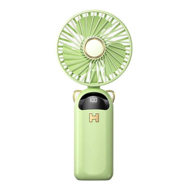 Mini Ventilateur Portable Pliable À Main Tour De Cou Et De Bureau Avec Affichage Numérique 5 Vitesses Recharge USB Type C - w...