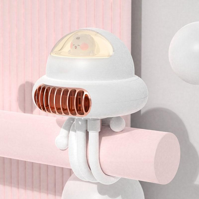 Mini Ventilateur Sans Pale Pour Poussette Silencieux Orientable 4 Vitesses Rechargeable USB 2000 mAh Avec Veilleuse Adhérence...