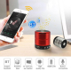 Mini enceinte Bluetooth rouge en métal connectée sans fil à un smartphone sur un bureau - Yonis Y-eb41-32 Go