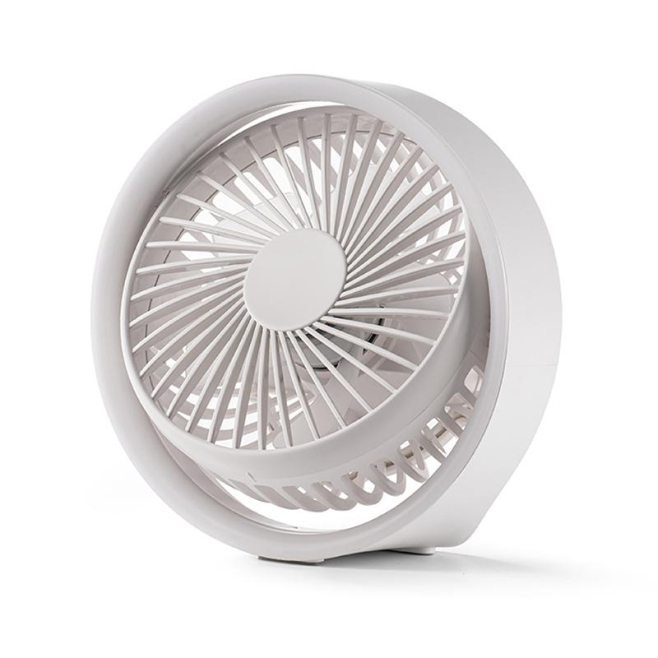 Ventilateur De Bureau Type-C À Batterie 1800 mAh Orientable À 180° Suspendable Au Plafond Avec Éclairage LED En Anneau - www....