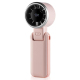 Ventilateur Portable Pliable À Main Rose À Haute Vitesse Moteur Sans Balais 5 Vitesses Support De Bureau Recharge Type C - ww...