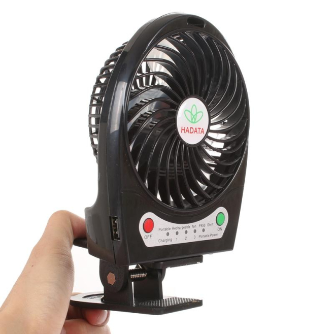 Ventilateur De Bureau Portable Rechargeable USB Avec Clip Batterie Li-Ion 18650 Remplaçable 3 Vitesses - www.yonis-shop.com