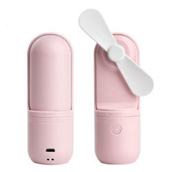 Mini Ventilateur Portable Pliable USB Rose Pour Bureau Batterie Lithium 1200mAh 110g 11,5cm