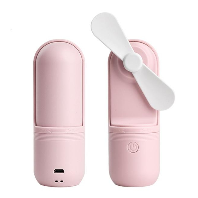 Mini Ventilateur Portable Pliable USB Rose Pour Bureau Batterie Lithium 1200mAh 110g 11,5cm - www.yonis-shop.com