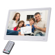 Cadre numérique blanc affichant un portrait de famille accompagné de sa petite télécommande de contrôle - Yonis Y-cpn61-8Go-new