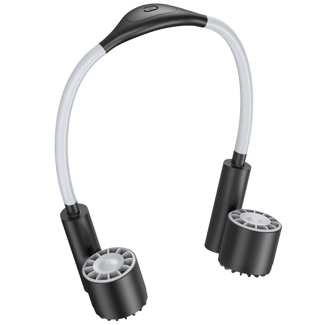 Ventilateur De Cou Sans Pales À Double Tête Pour Le Sport Avec Double Batterie Trois Vitesses Et Orientation À 90° - www.yoni...