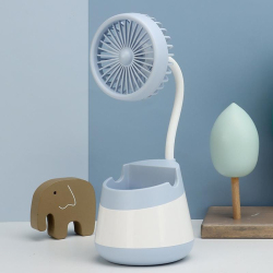 Ventilateur De Bureau USB Avec Porte Stylo Support Téléphone Batterie 500 mAh Bruit Inférieur À 36 dB
