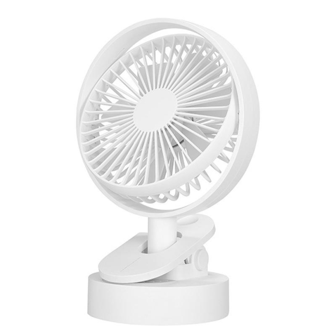 Mini Ventilateur De Bureau Rechargeable USB-C À Pince Silencieux Autonomie 18 Heures Oscillation 70° Blanc - www.yonis-shop.com